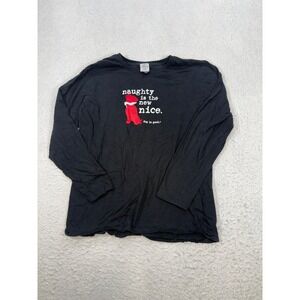 Dog is Good Naughty is the New Nice Black Long Sleeve Graphic Tee Large